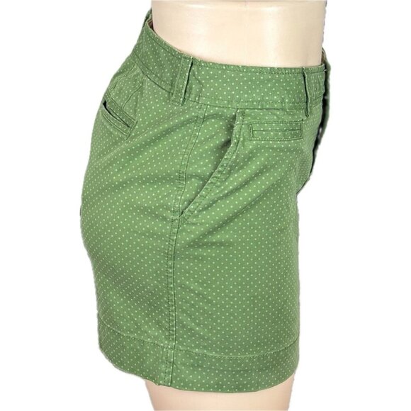 Old Navy 2 Green Micro Polka-Dot Button Zip Front Pockets Cotton Mini Skirt - Picture 3 of 6
